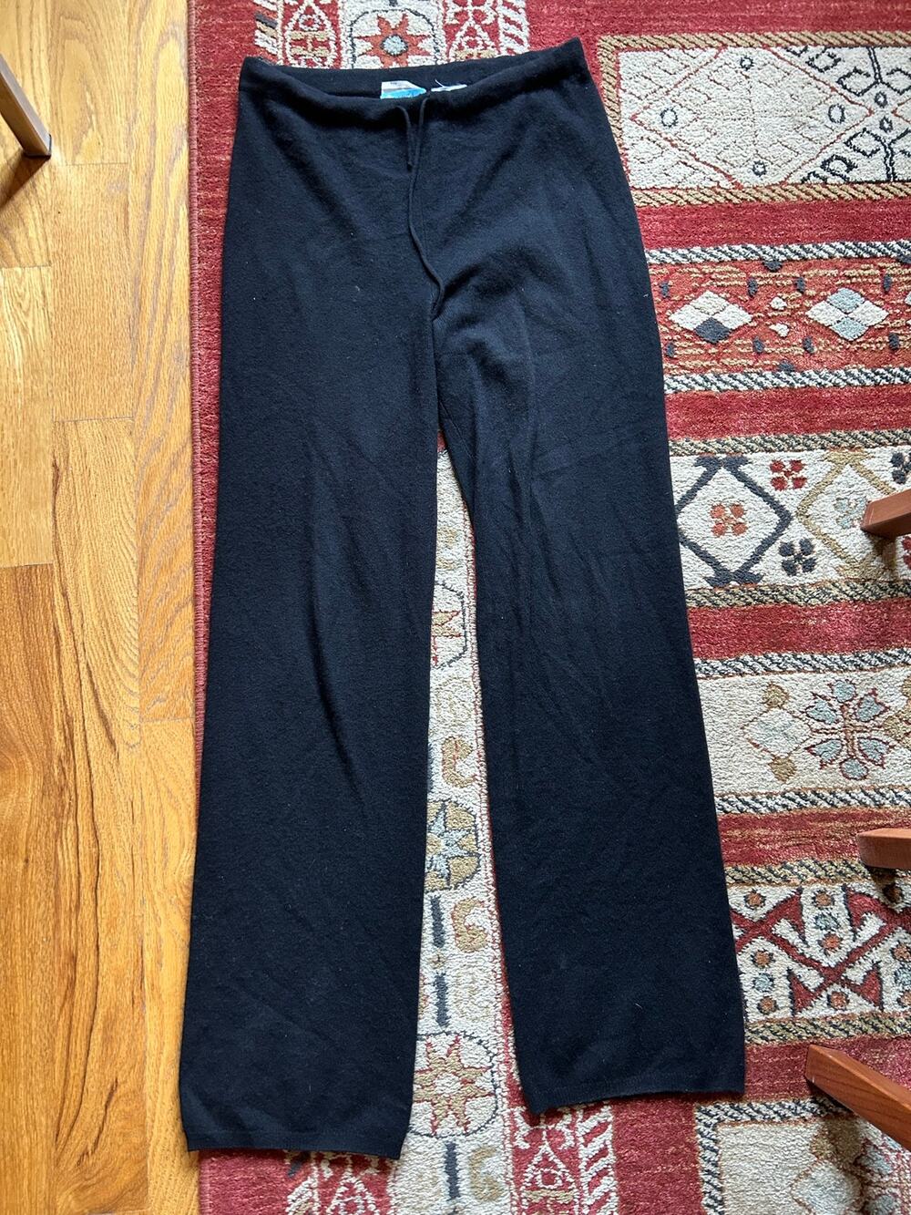 Neiman Marcus 100% Cashmere Pants Black Knit Lounge Trousers minimalist flaw S
